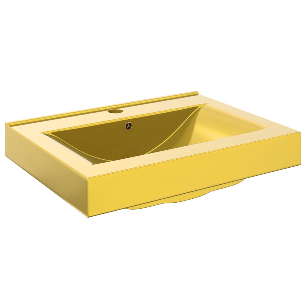 Vask med overløpsfunksjon 60x46x16 cm keramisk gull