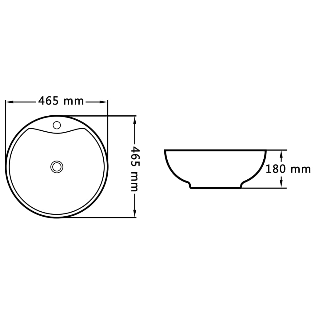 Vask med overløpsfunksjon 46,5x18 cm keramikk hvit