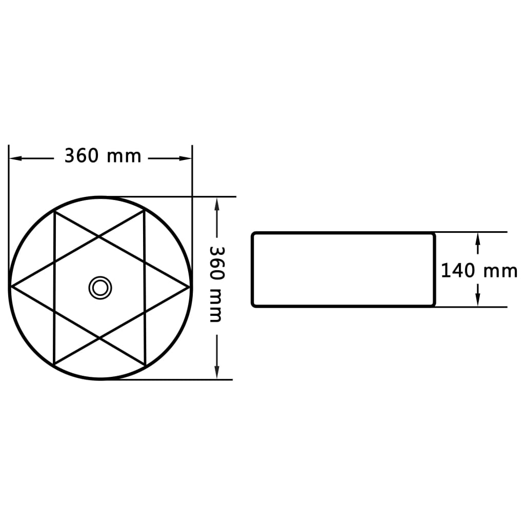 Vask 36x14 cm keramikk hvit