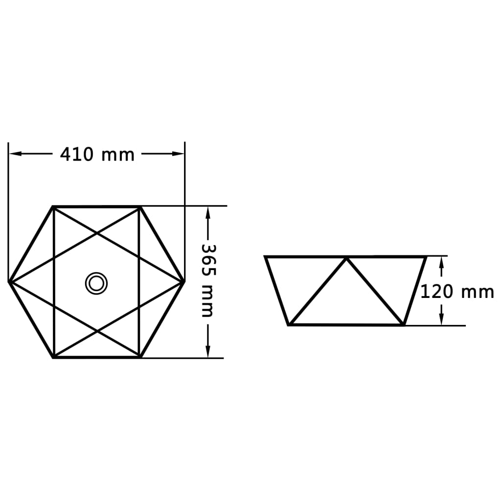 Vask 41x36,5x12 cm keramikk hvit