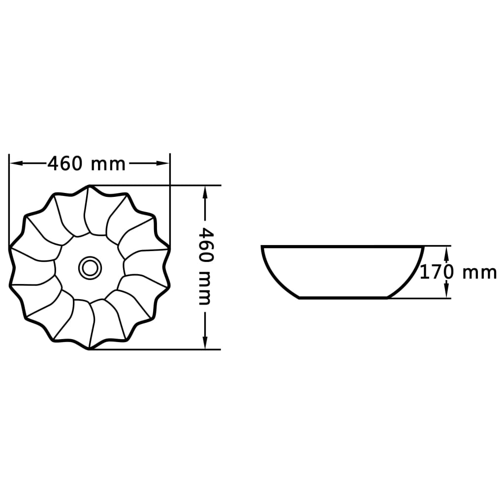 Vask 46x17 cm keramikk svart