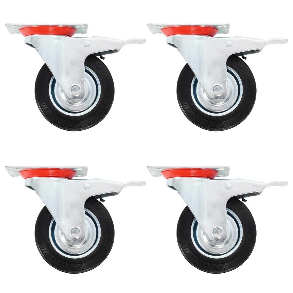 Svinghjul med doble bremser 4 stk 100 mm