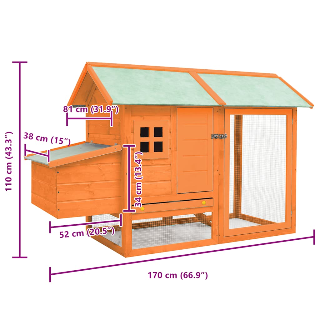 Kyllingbur heltre furu og gran 170x81x110 cm vidaXL