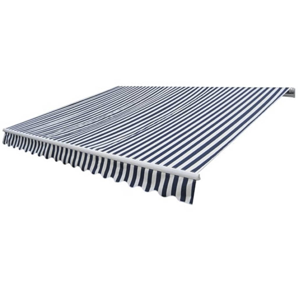Foldbar markise manuell 300 cm blå/hvit vidaXL