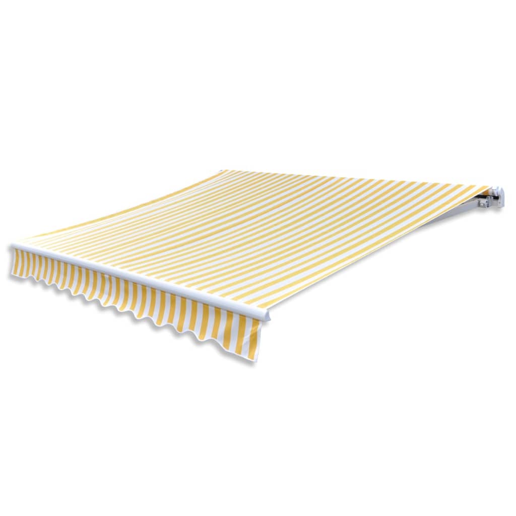 Foldbar markise manuell 300 cm gul/hvit vidaXL