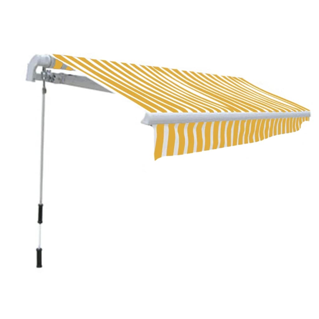 Foldbar markise manuell 300 cm gul/hvit vidaXL