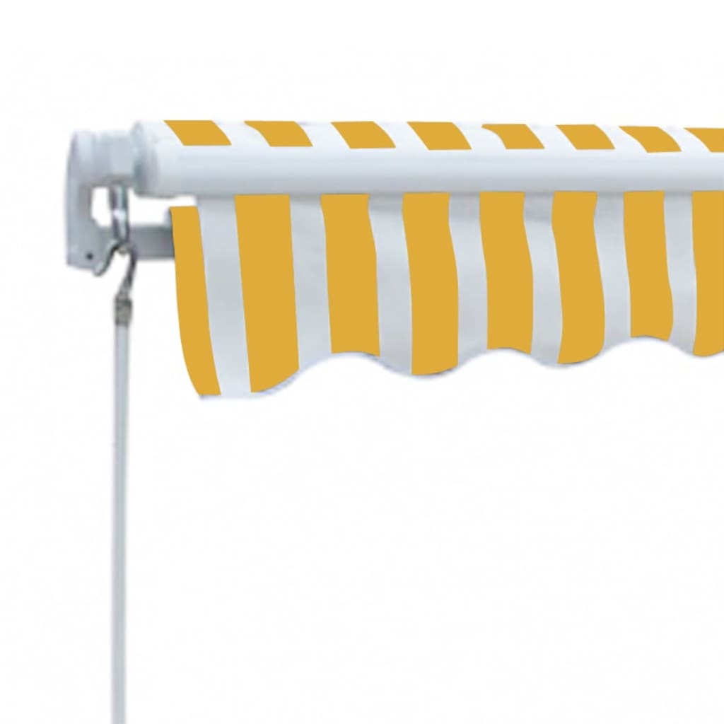 Foldbar markise manuell 300 cm gul/hvit vidaXL