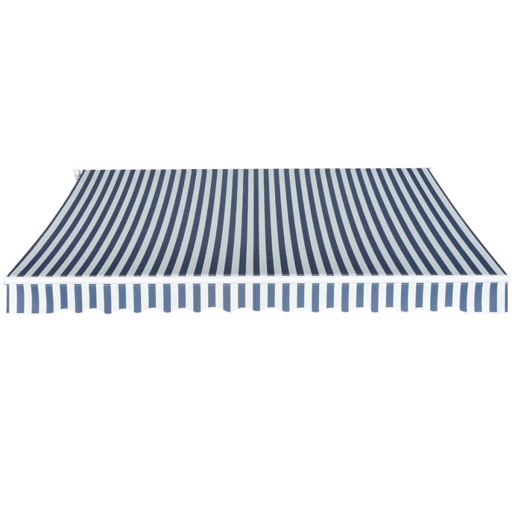 Foldbar markise manuell 350 cm blå/hvit vidaXL