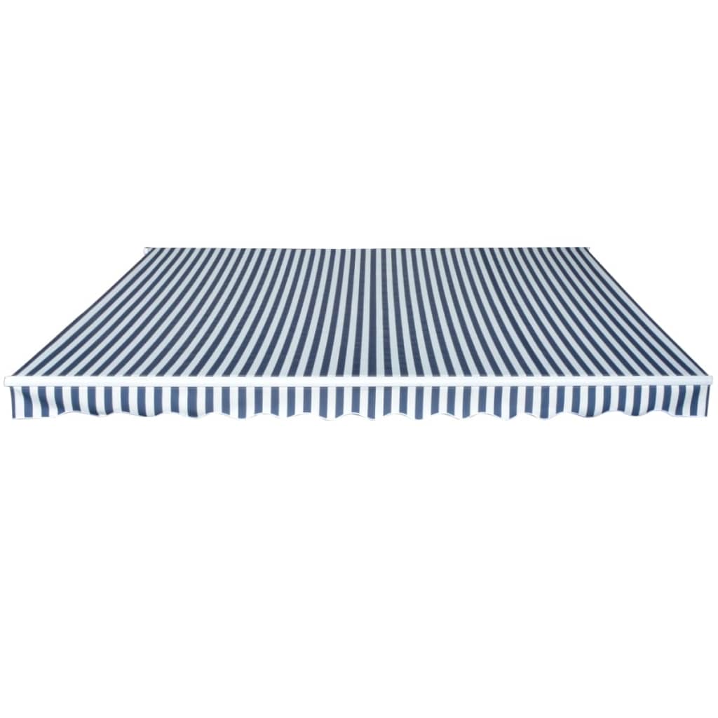 Foldbar markise manuell 450 cm blå/hvit