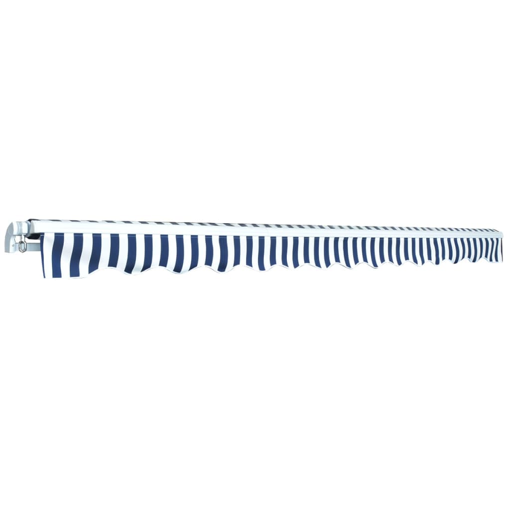 Foldbar markise manuell 450 cm blå/hvit