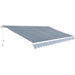Foldbar markise manuell 500 cm blå/hvit