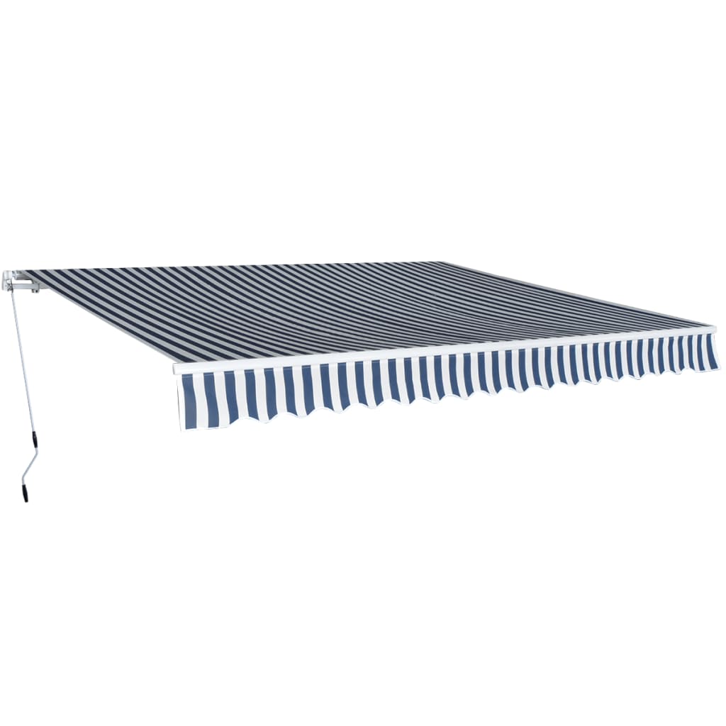 Foldbar markise manuell 400 cm blå/hvit