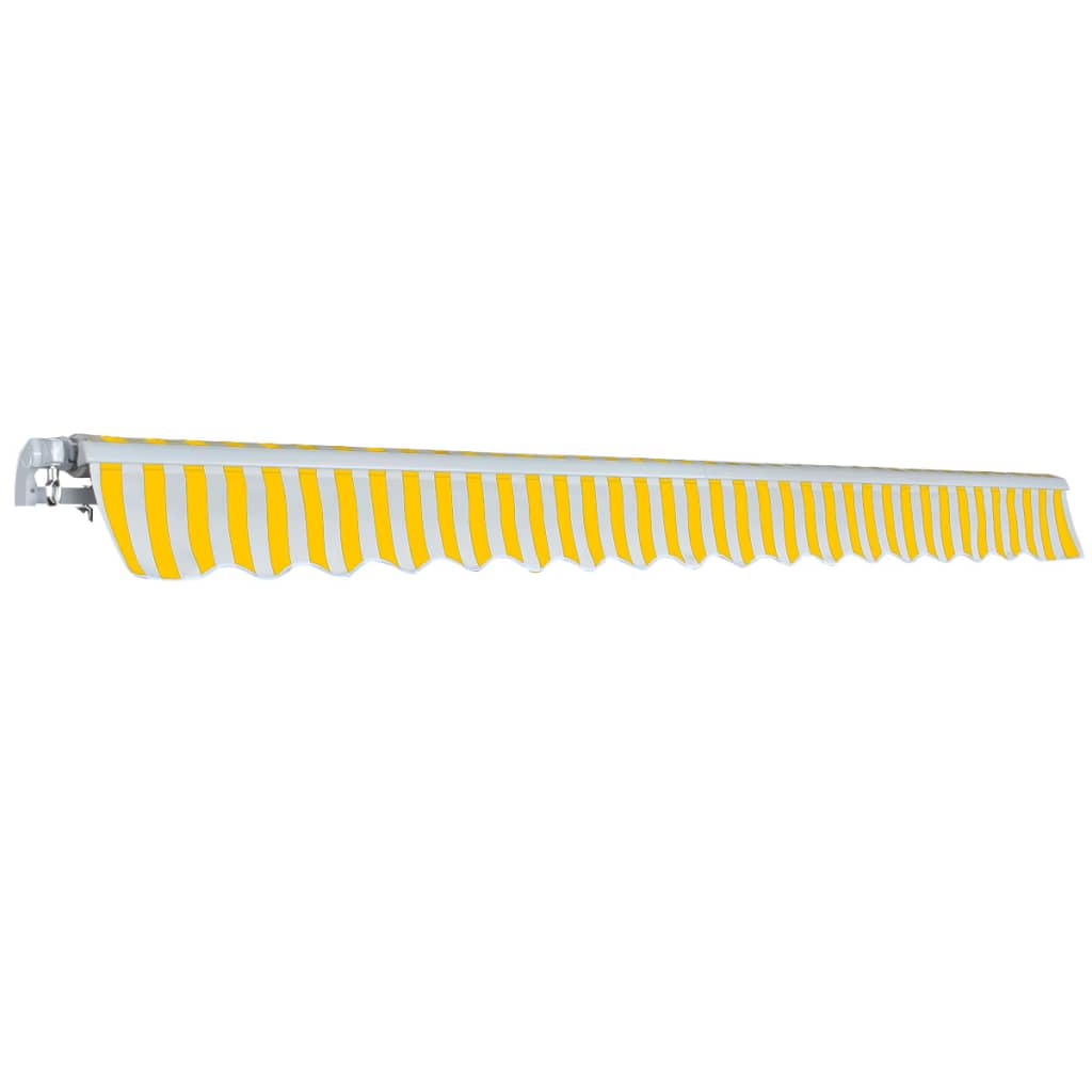 Foldbar markise manuell 400 cm gul/hvit