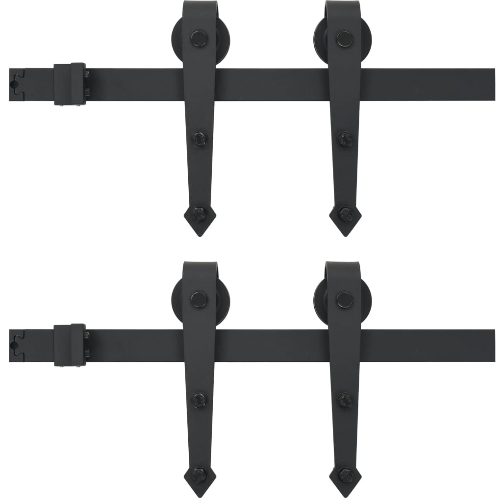Utstyr for skyvedør 2x183 cm stål svart