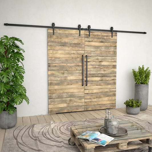 Utstyr for skyvedør 2x183 cm stål svart