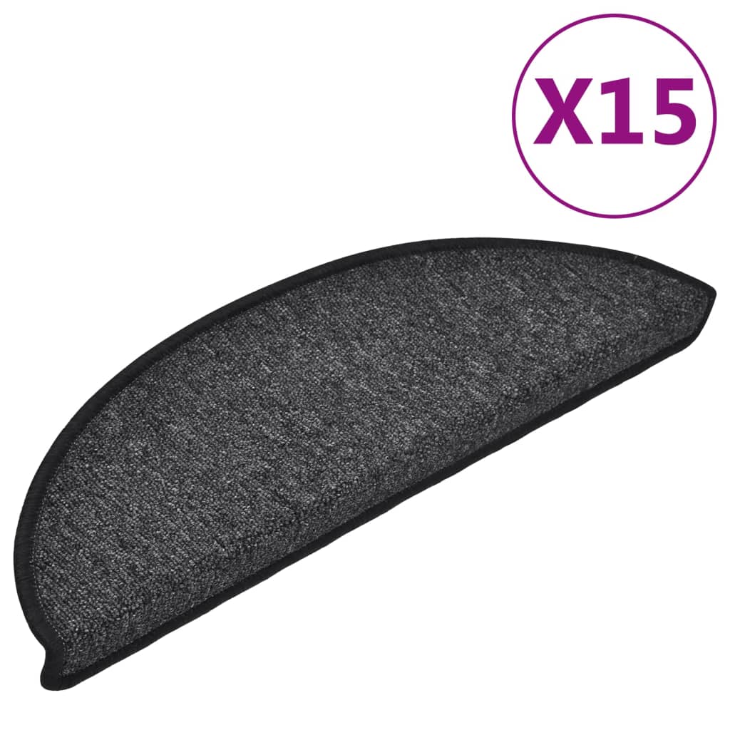 Trappematter 15 stk 56x17x3 cm antrasitt halvrund