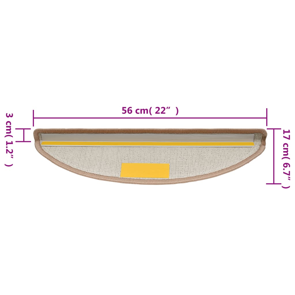Trappematter 15 stk 56x17x3 cm lysebrune halvrund