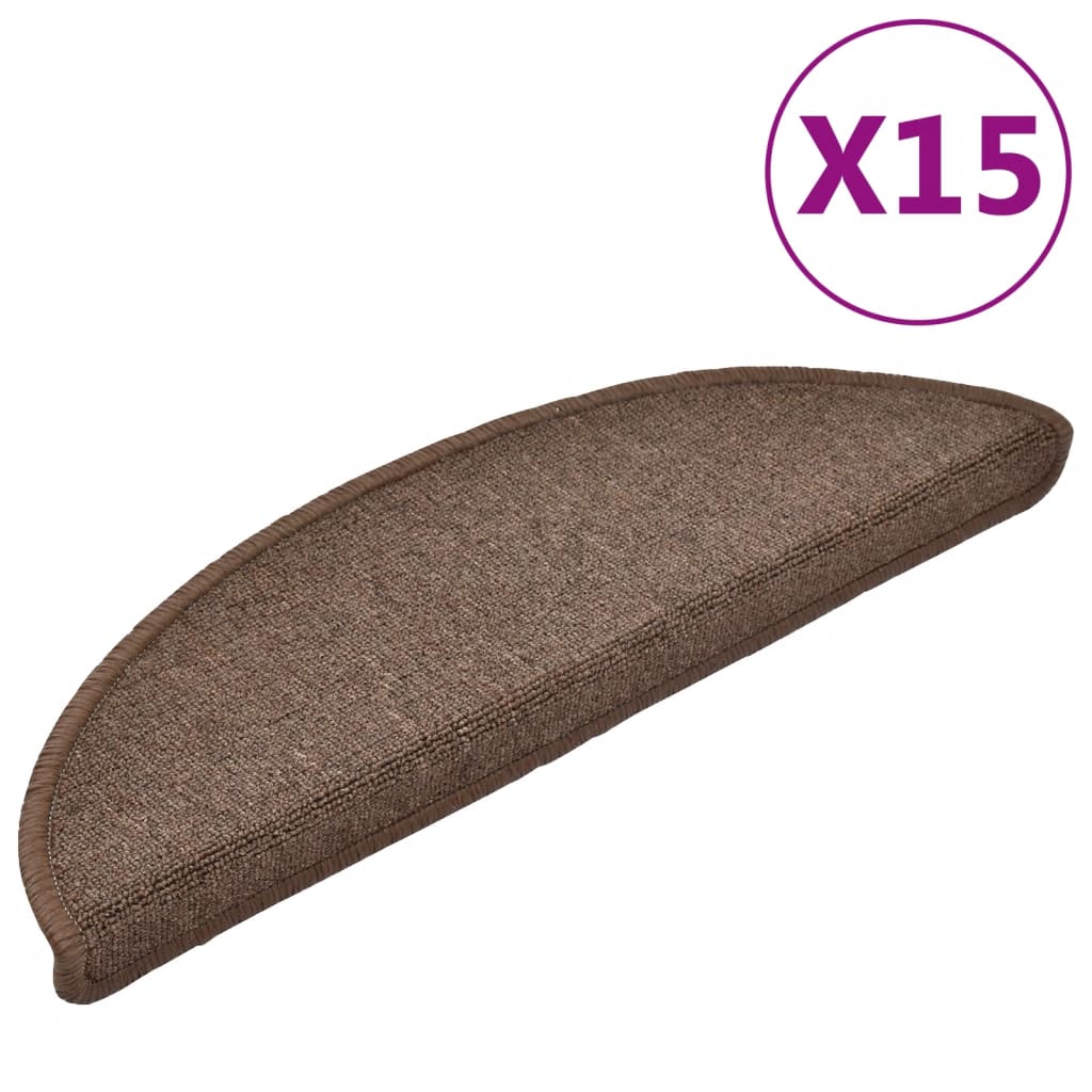 Trappematter 15 stk 56x17x3 cm kaffebrune halvrund