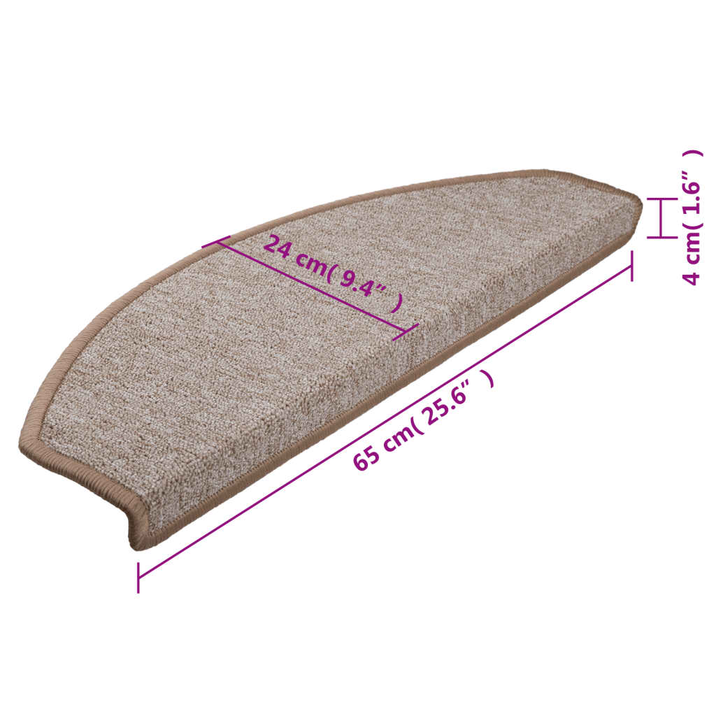 Trappematter 15 stk 65x24x4 cm lysebrune halvrund store