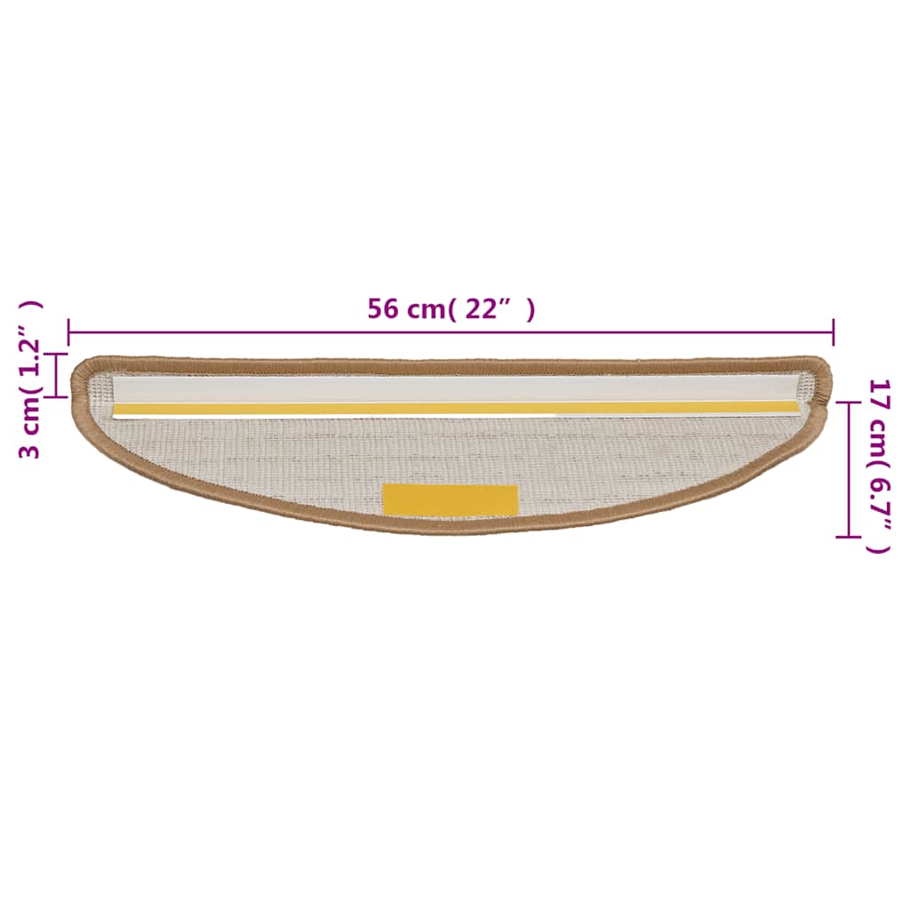Trappematter 15 stk 56x17x3 cm beige halvrund