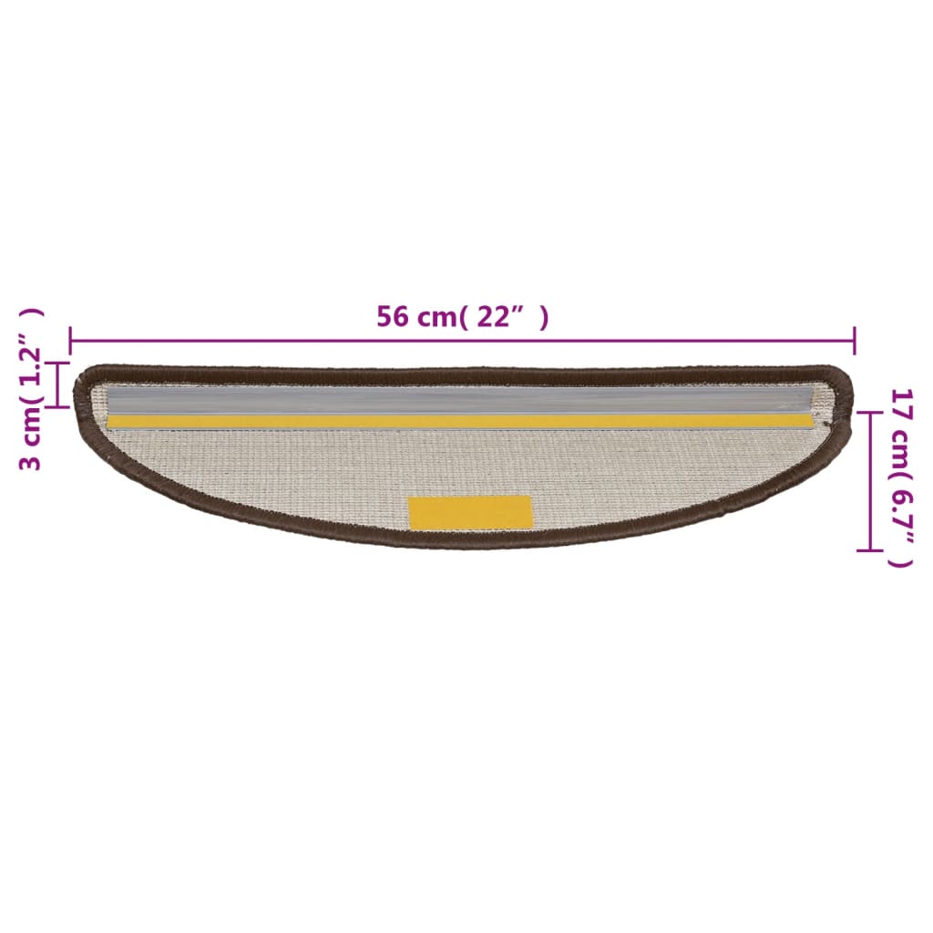 Trappematter 15 stk 56x17x3 cm brune halvrund