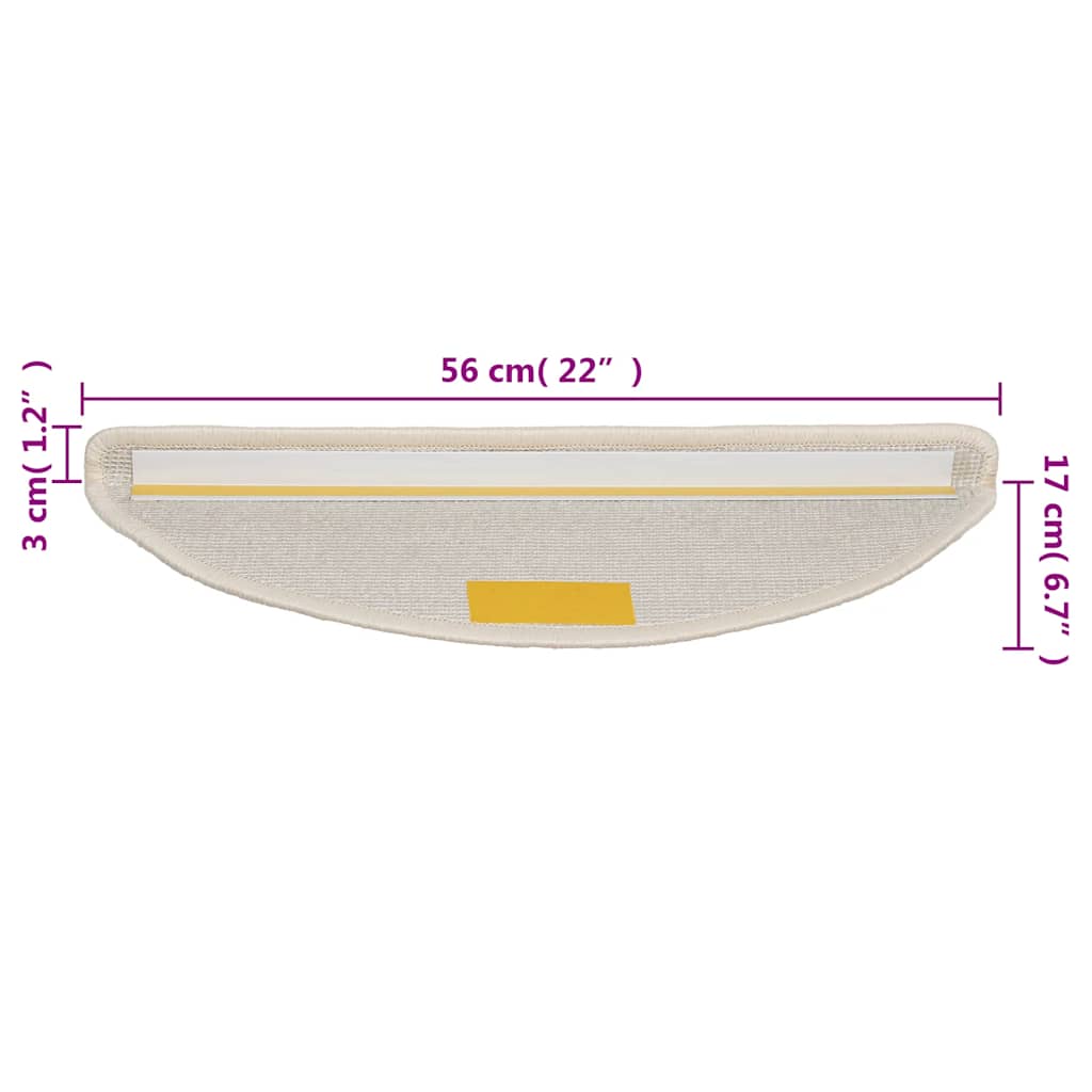 Trappematter 15 stk 56x17x3 cm hvite halvrund