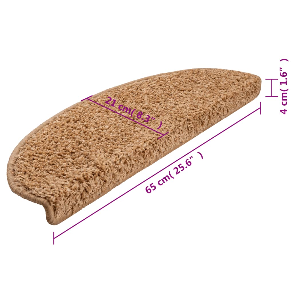 Trappematter 15 stk 65x21x4 cm beige halvrund store