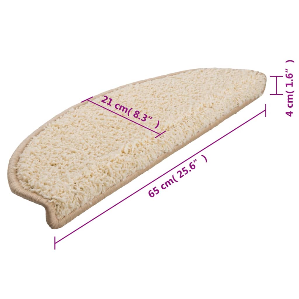 Trappematter 15 stk 65x21x4 cm kremfarget halvrund stor