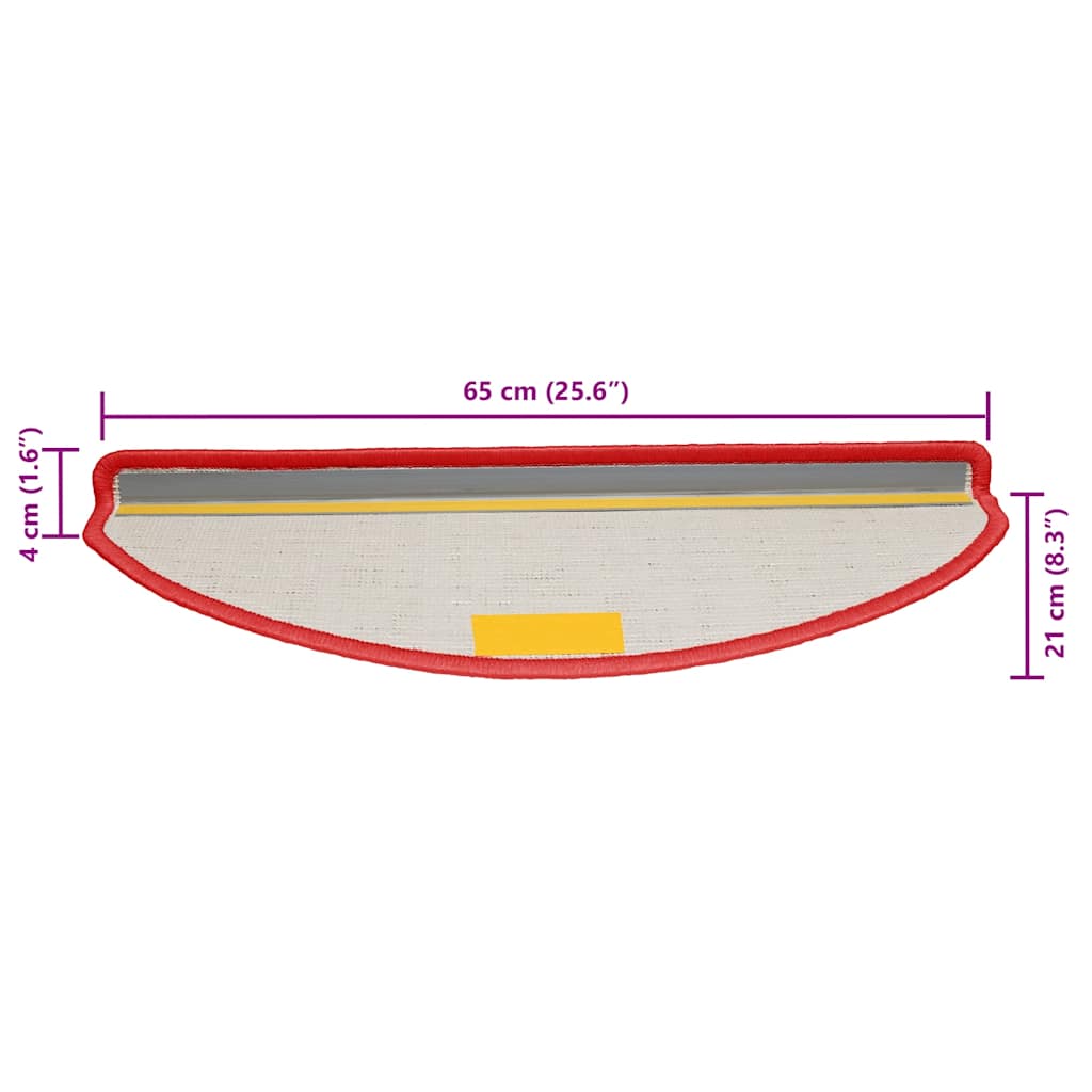 Trappematter 15 stk 65x21x4 cm røde halvrund store