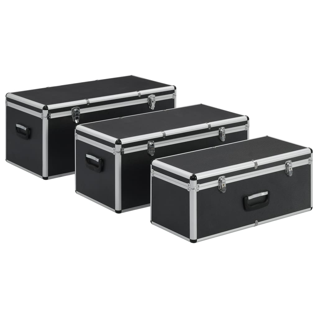 Oppbevaringskasser 3 stk svart aluminium