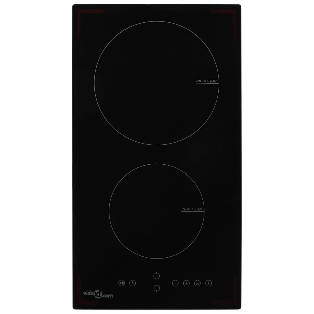 Induksjonskomfyr med 2 plater berøringskontroll glass 3500 W