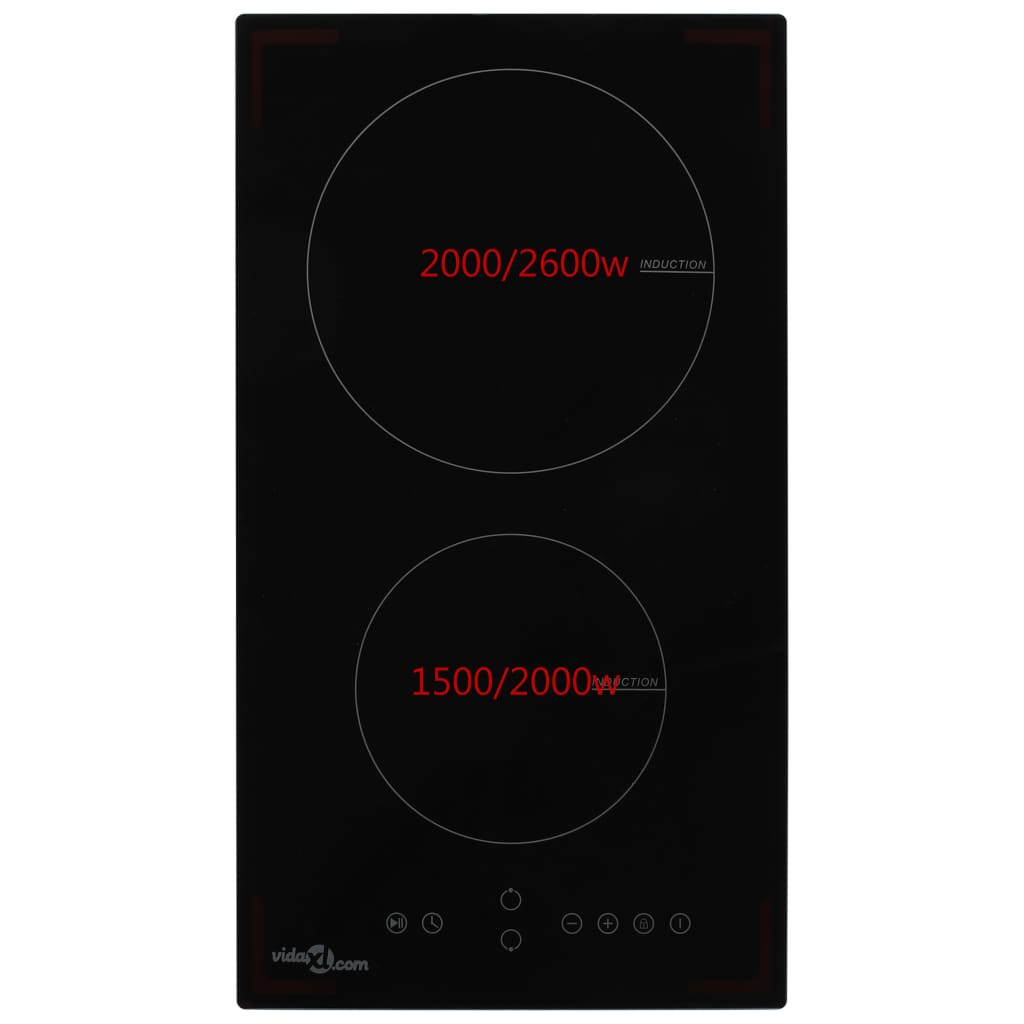 Induksjonskomfyr med 2 plater berøringskontroll glass 3500 W