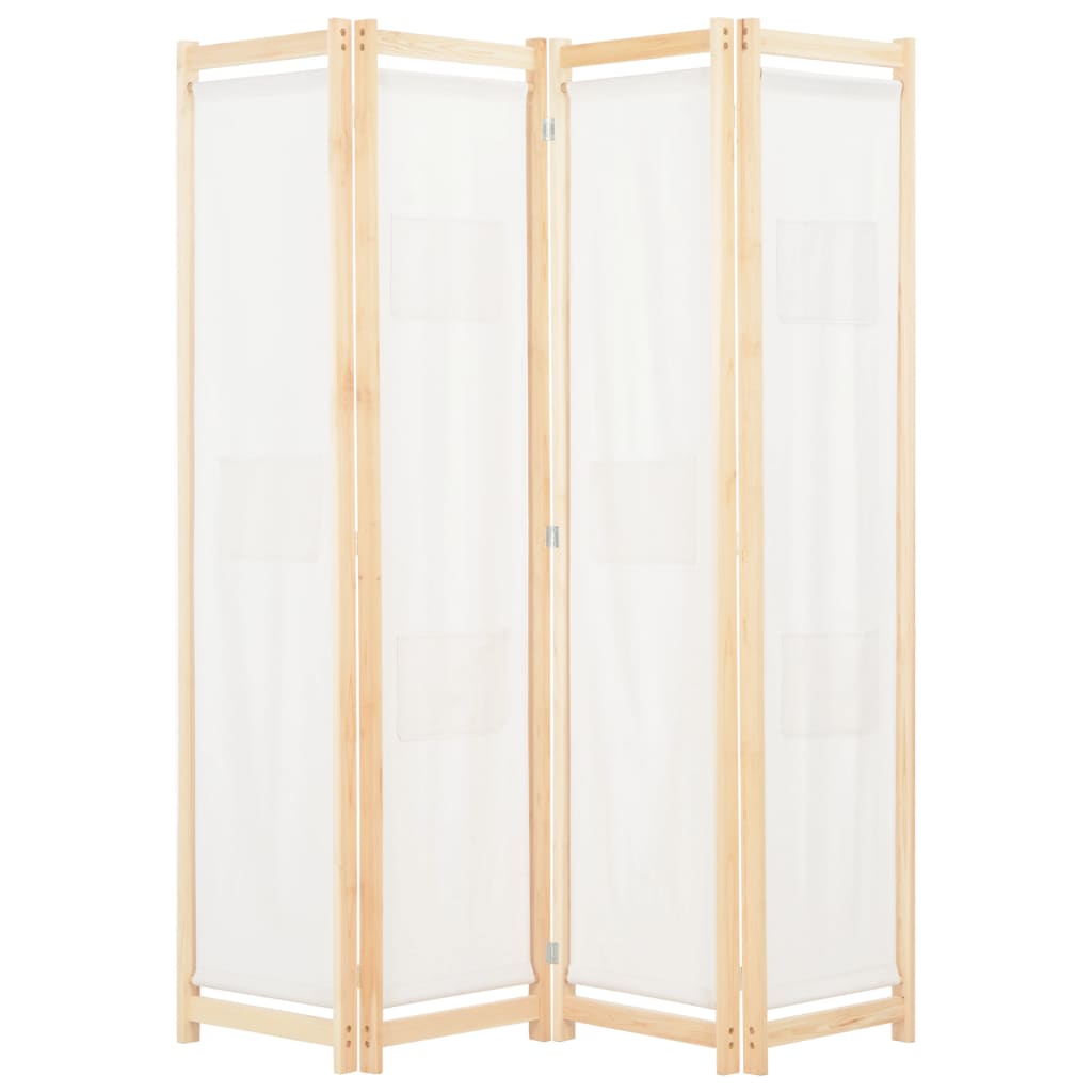 Romdeler 4 paneler kremhvit 160x170x4 cm stoff vidaXL