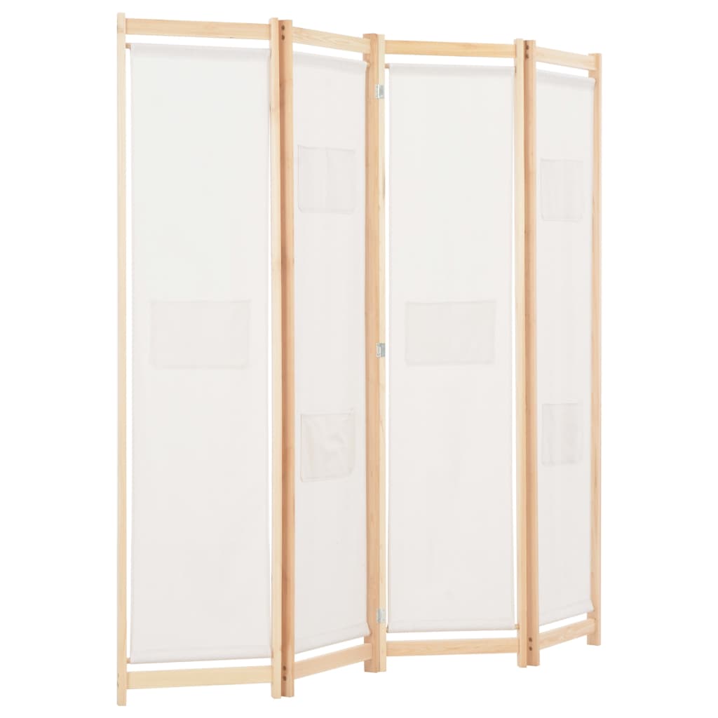 Romdeler 4 paneler kremhvit 160x170x4 cm stoff vidaXL