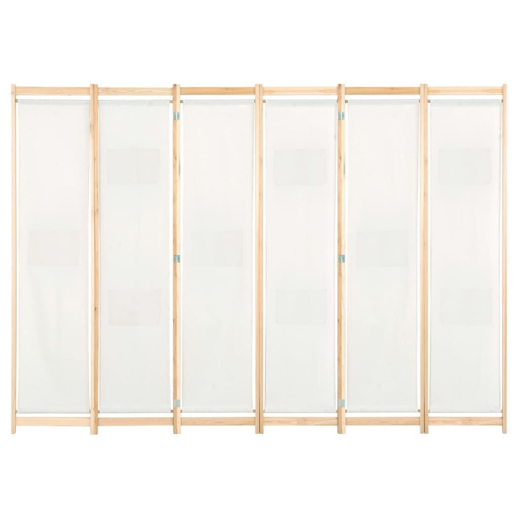 Romdeler 6 paneler krem 240x170x4 cm stoff vidaXL