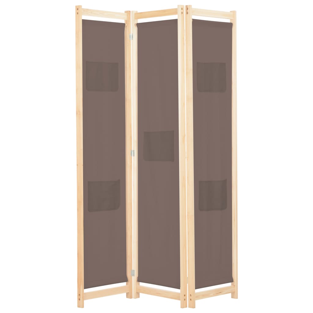 Romdeler 3 paneler brun 120x170x4 cm stoff vidaXL