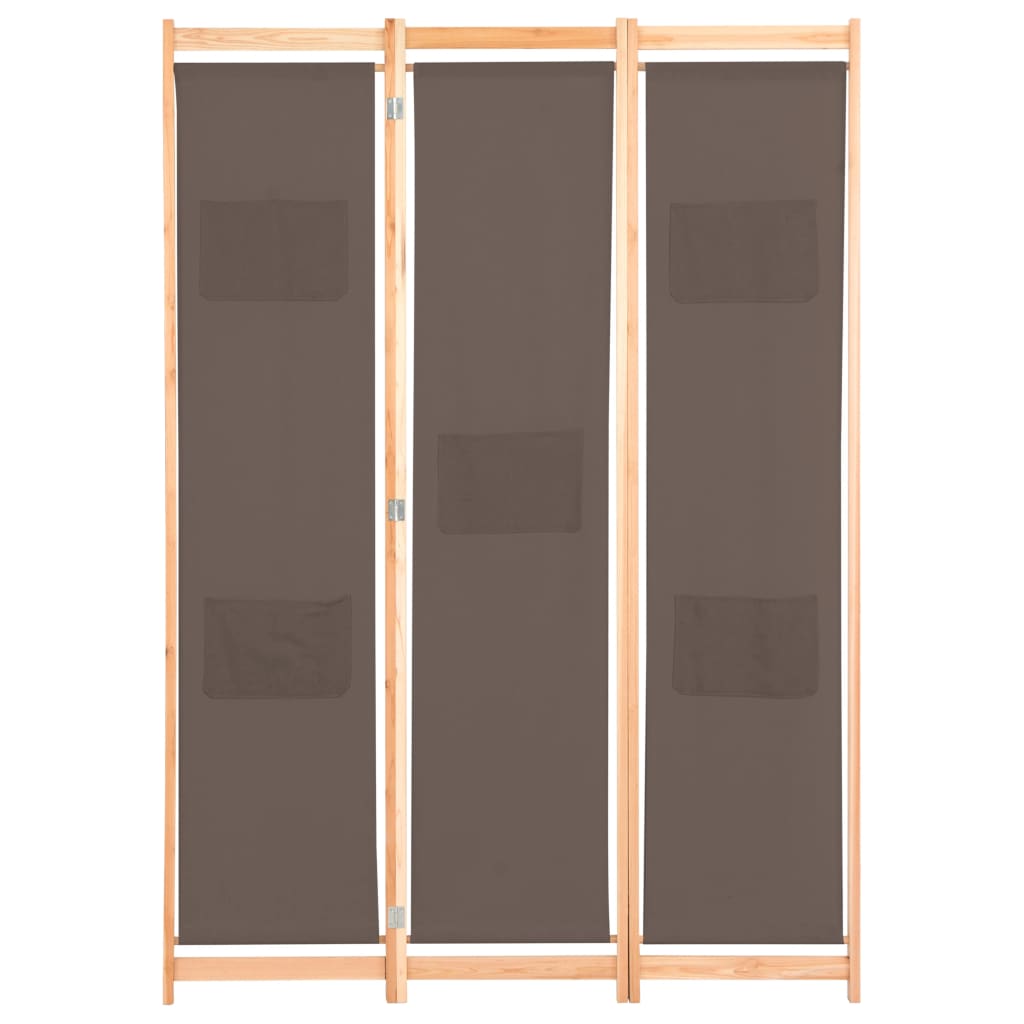 Romdeler 3 paneler brun 120x170x4 cm stoff vidaXL