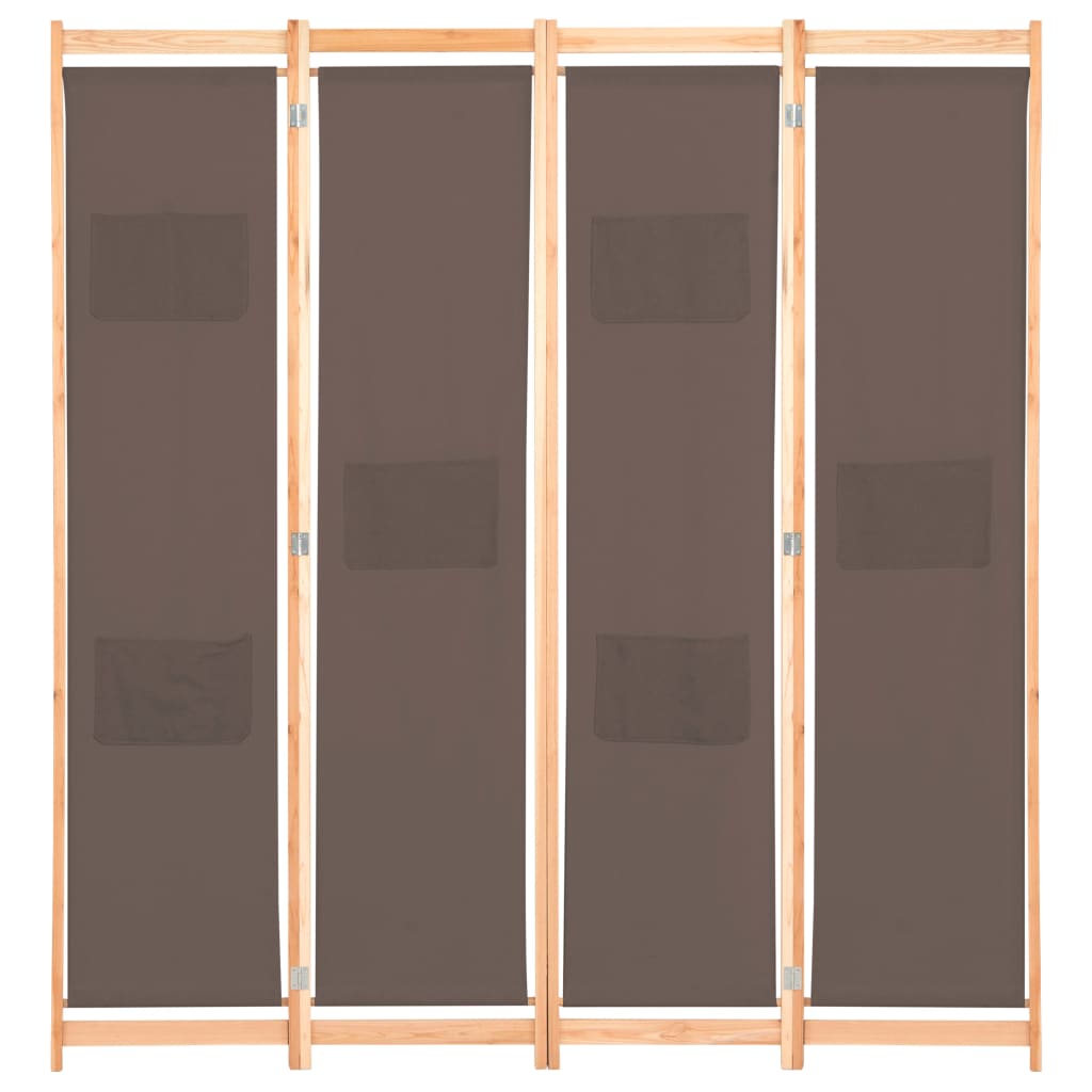 Romdeler 4 paneler brun 160x170x4 cm stoff vidaXL
