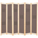 Romdeler 6 paneler brun 240x170x4 cm stoff