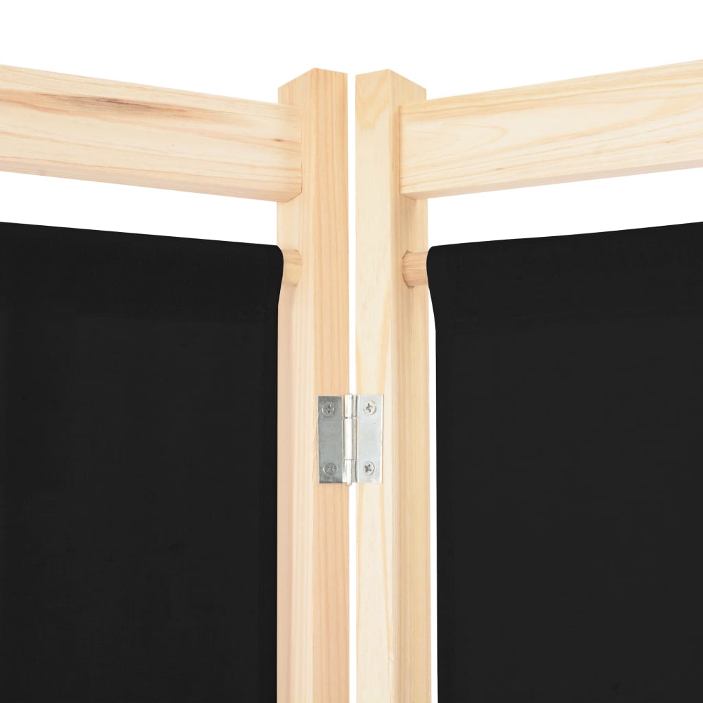 Romdeler 5 paneler svart 200x170x4 cm stoff vidaXL