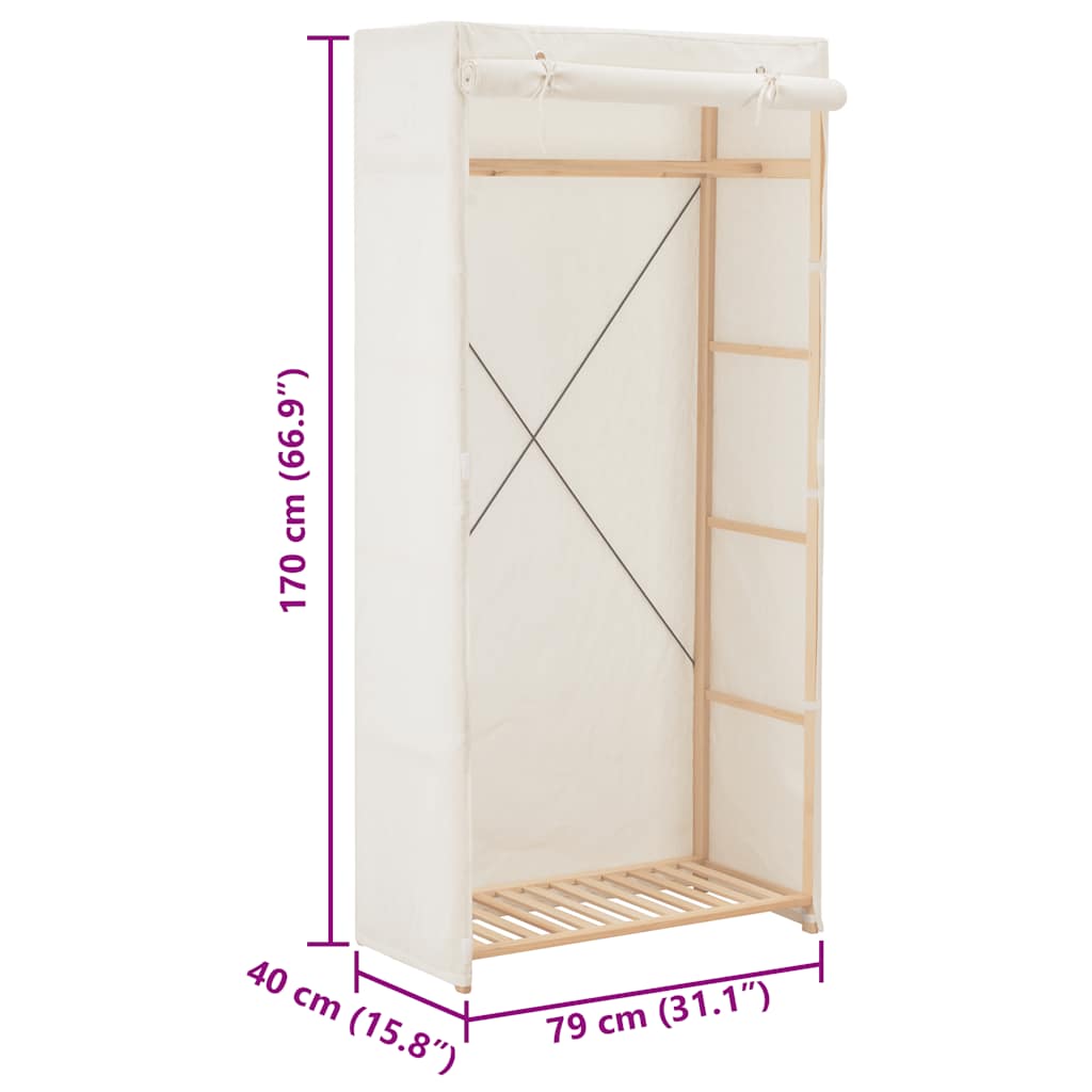 Garderobeskap hvit 79x40x170 cm stoff vidaXL