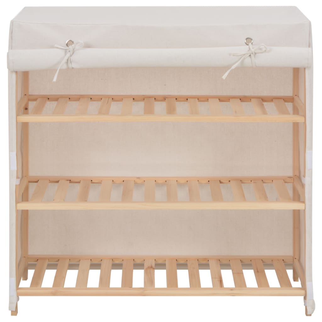 Skoskap med trekk hvit 79x40x80 cm stoff