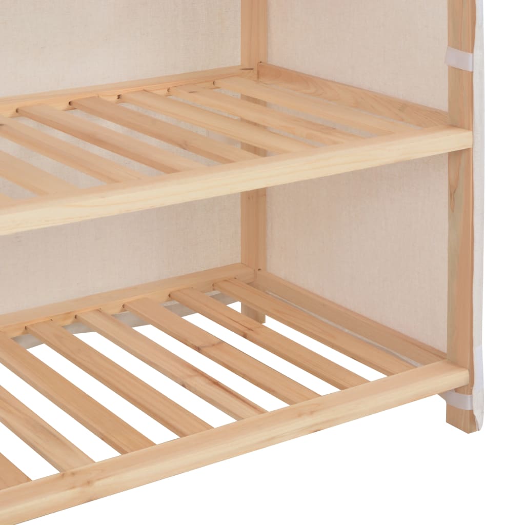 Skoskap med trekk hvit 79x40x80 cm stoff
