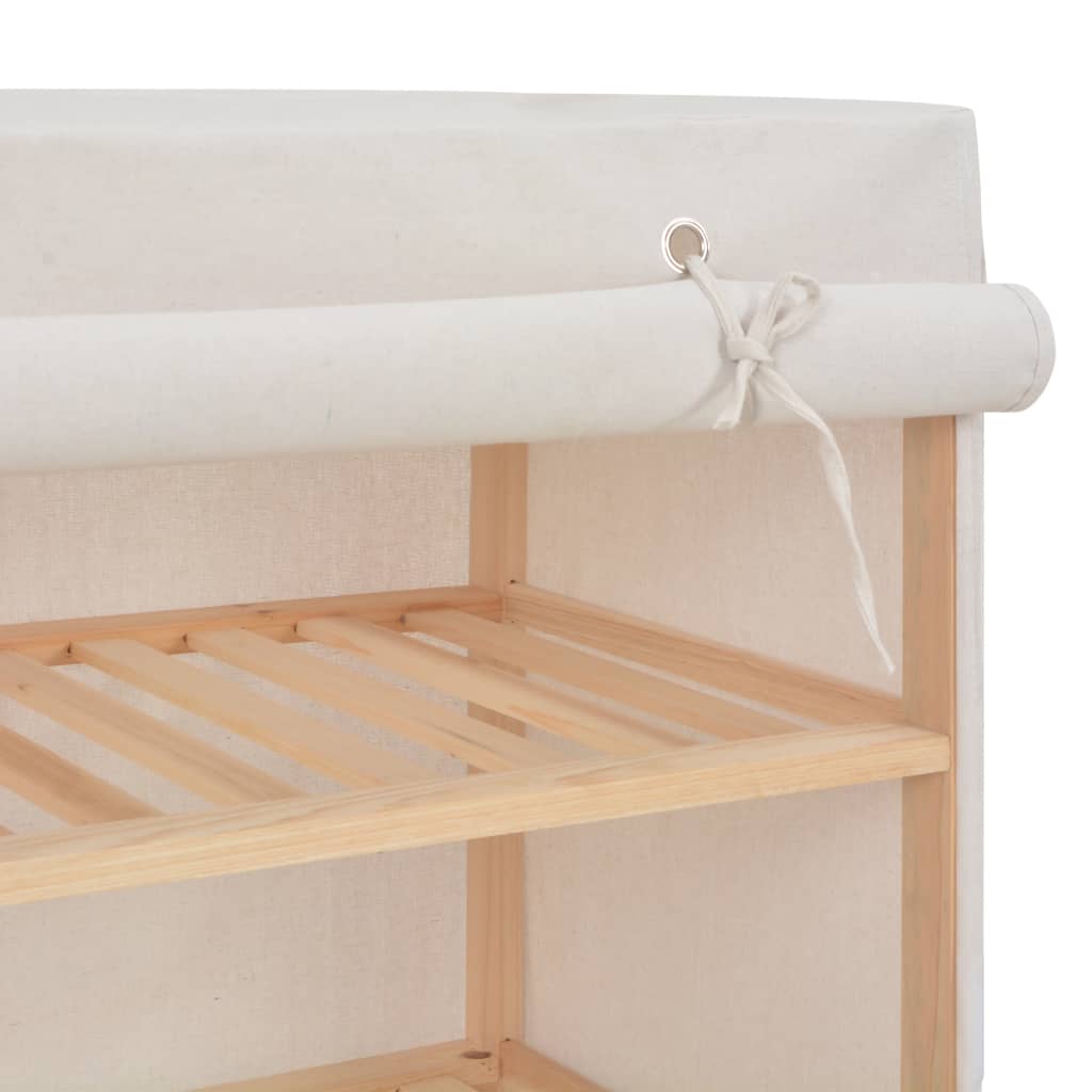 Skoskap med trekk hvit 79x40x80 cm stoff