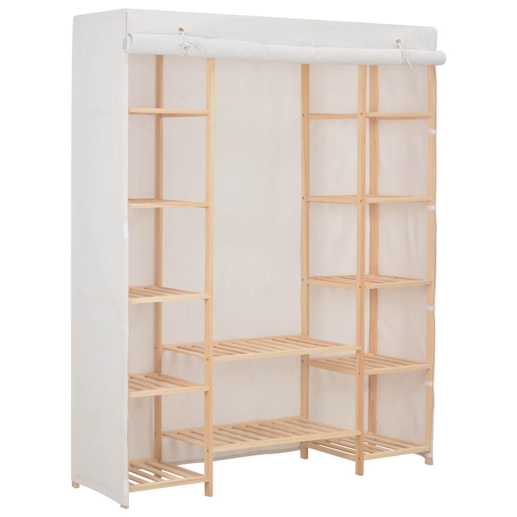 Garderobeskap hvit 135x40x170 cm stoff vidaXL