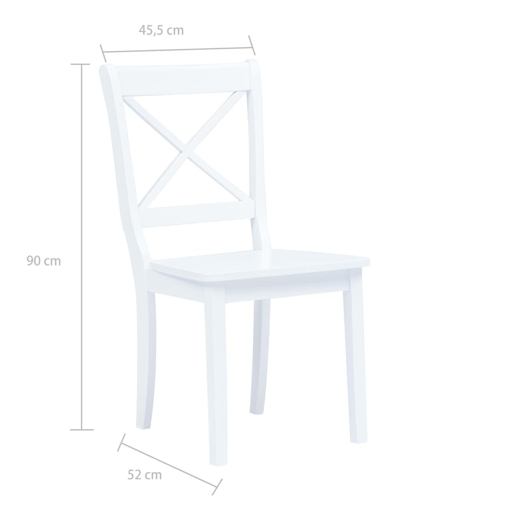 Spisestoler 2 stk hvit heltre gummitre