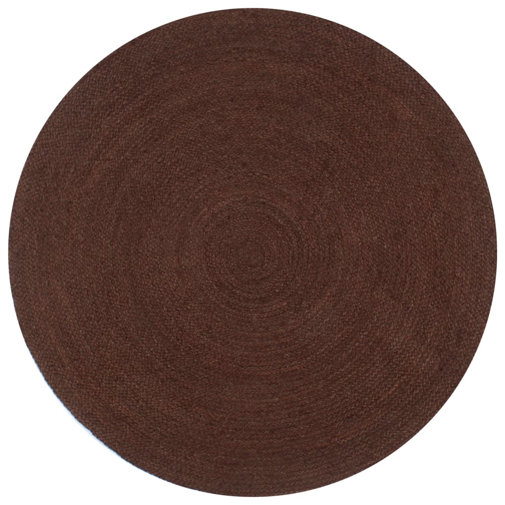 Håndlaget juteteppe rundt 90 cm brun vidaXL