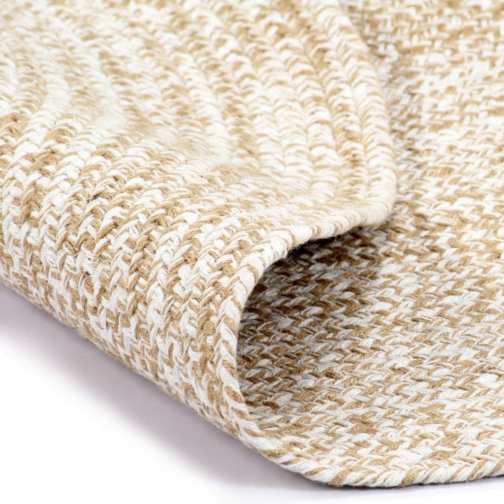 Håndlaget teppe jute hvit og naturlig 120 cm vidaXL