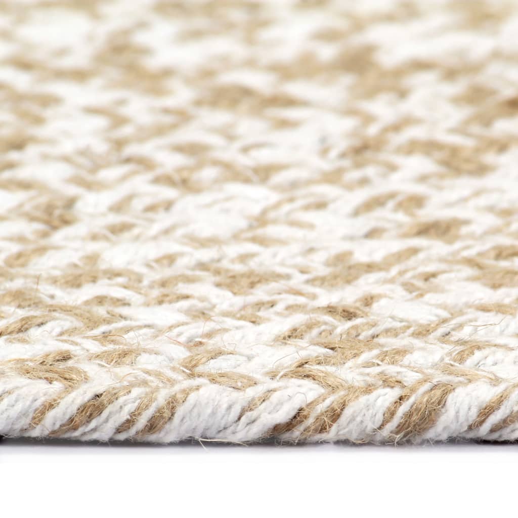 Håndlaget teppe jute hvit og naturlig 120 cm vidaXL