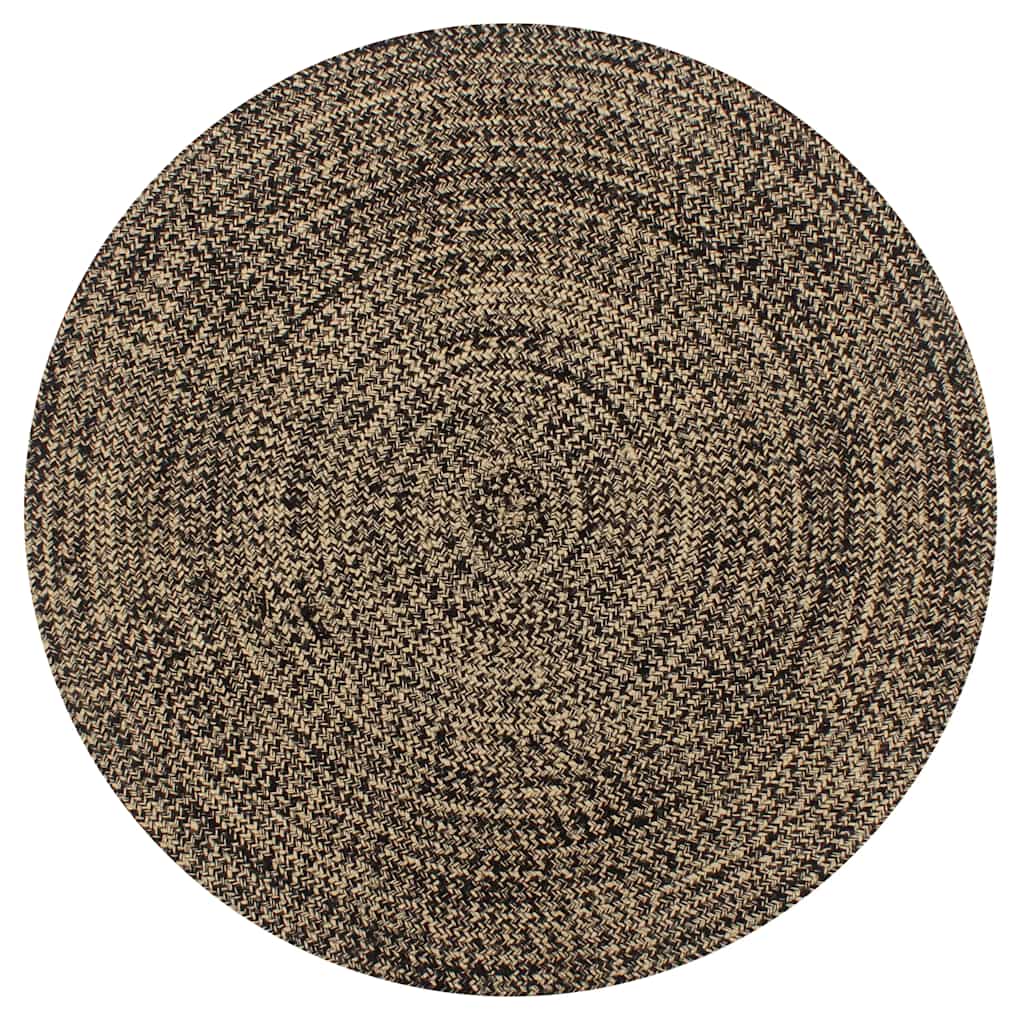 Håndlaget teppe jute svart og naturlig 90 cm